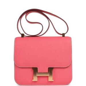 Pre-owned Hermes Special Order (HSS) Constance 24 Rose Azalee Verso Epsom Gold Hardware