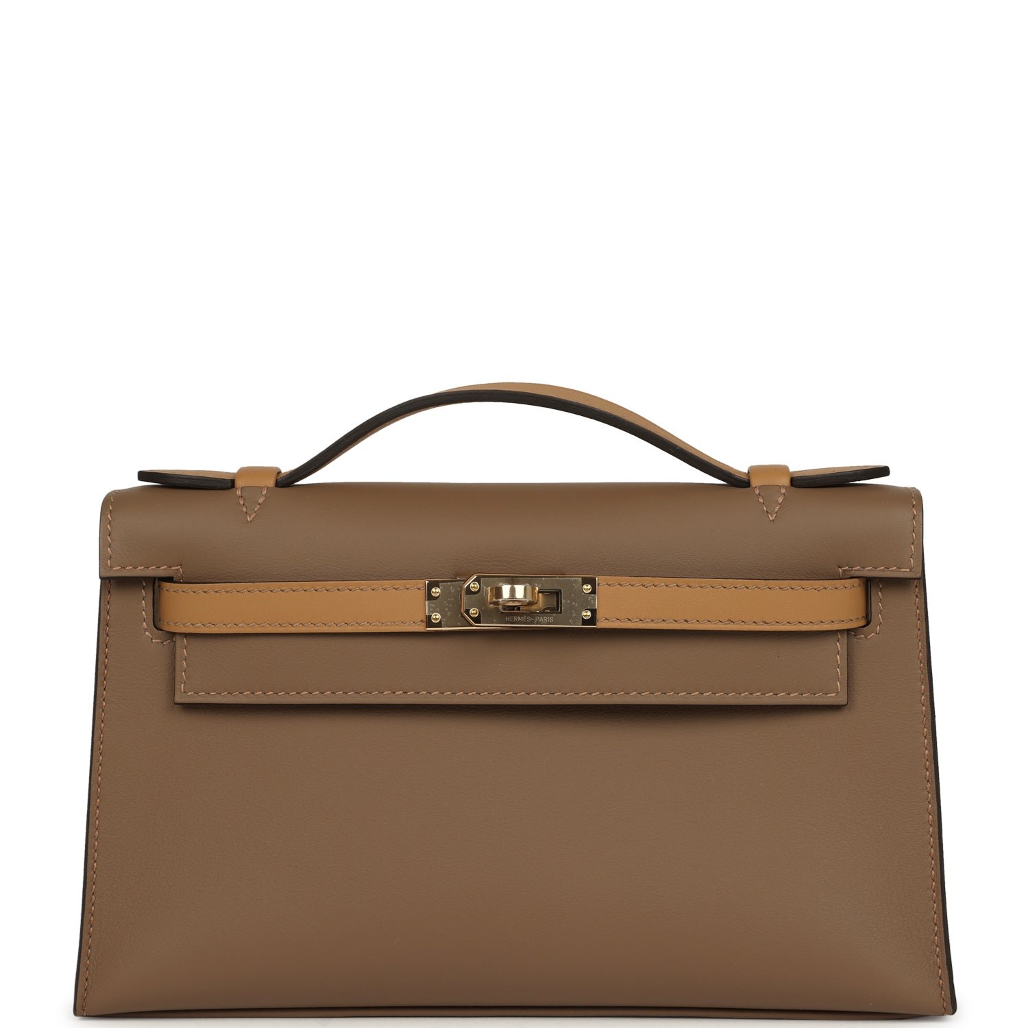 Hermes Special Order (HSS) Kelly Pochette Beige De Weimar, Biscuit Swift Permabrass Hardware