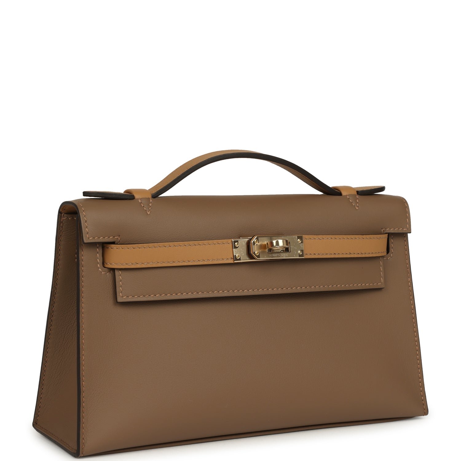 Hermes Special Order (HSS) Kelly Pochette Beige De Weimar, Biscuit Swift Permabrass Hardware - view 2