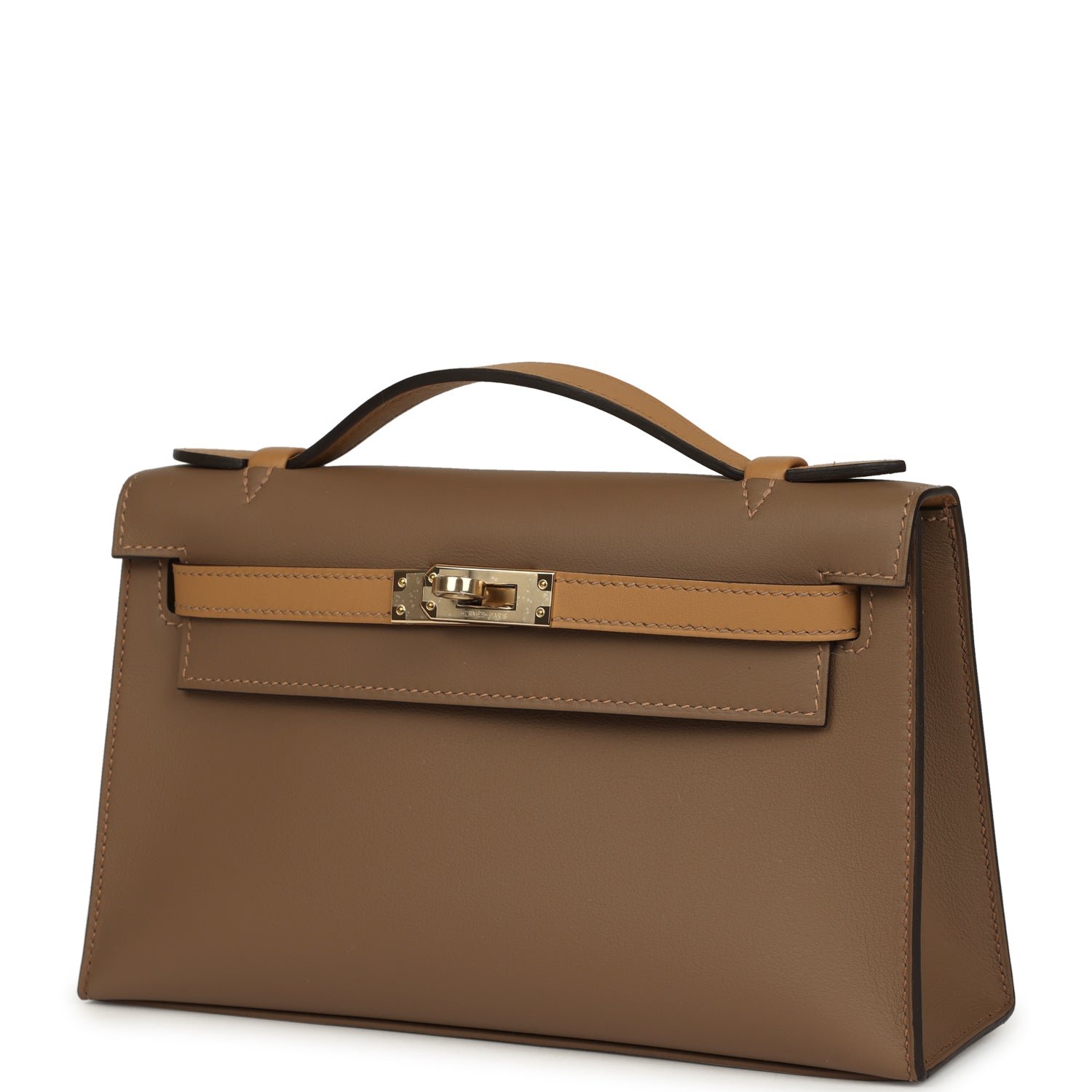 Hermes Special Order (HSS) Kelly Pochette Beige De Weimar, Biscuit Swift Permabrass Hardware - view 5