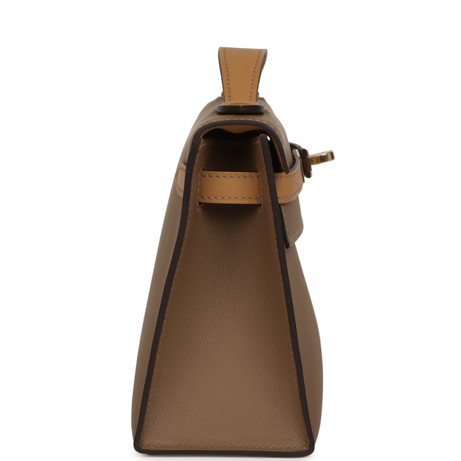 Hermes Special Order (HSS) Kelly Pochette Beige De Weimar, Biscuit Swift Permabrass Hardware - view 3