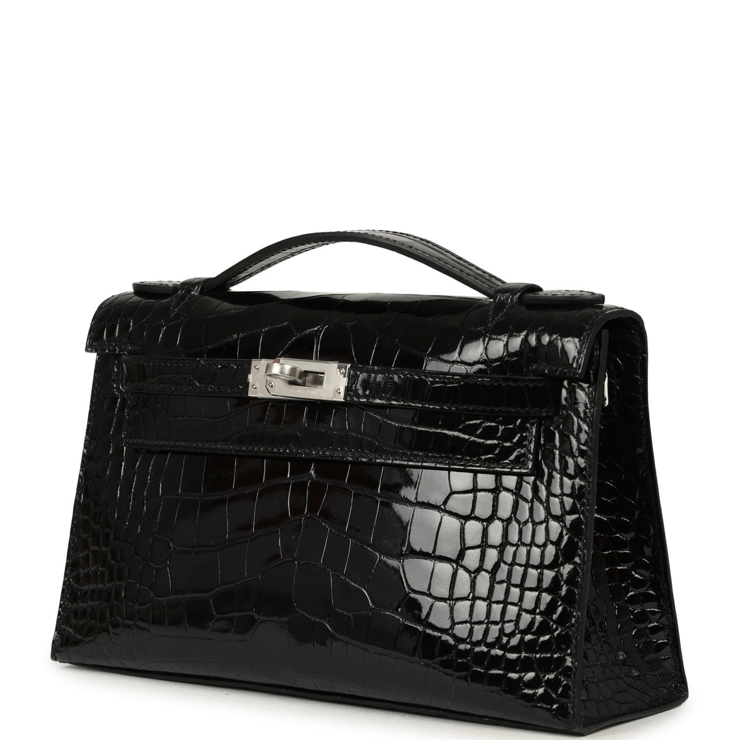 Hermes Special Order (HSS) Kelly Pochette Black Verso Shiny Alligator Palladium Hardware - view 5