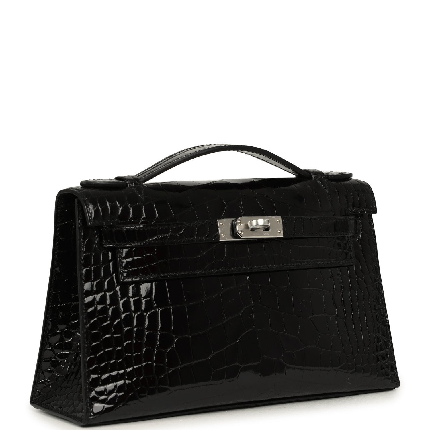 Hermes Special Order (HSS) Kelly Pochette Black Verso Shiny Alligator Palladium Hardware - view 2