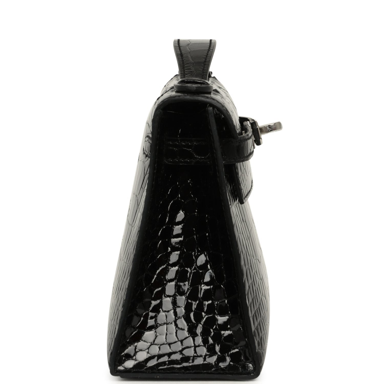 Hermes Special Order (HSS) Kelly Pochette Black Verso Shiny Alligator Palladium Hardware - view 3