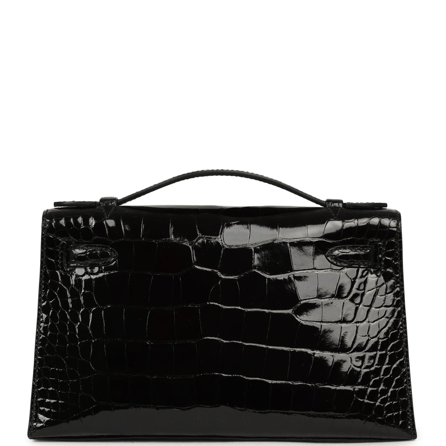 Hermes Special Order (HSS) Kelly Pochette Black Verso Shiny Alligator Palladium Hardware - view 4