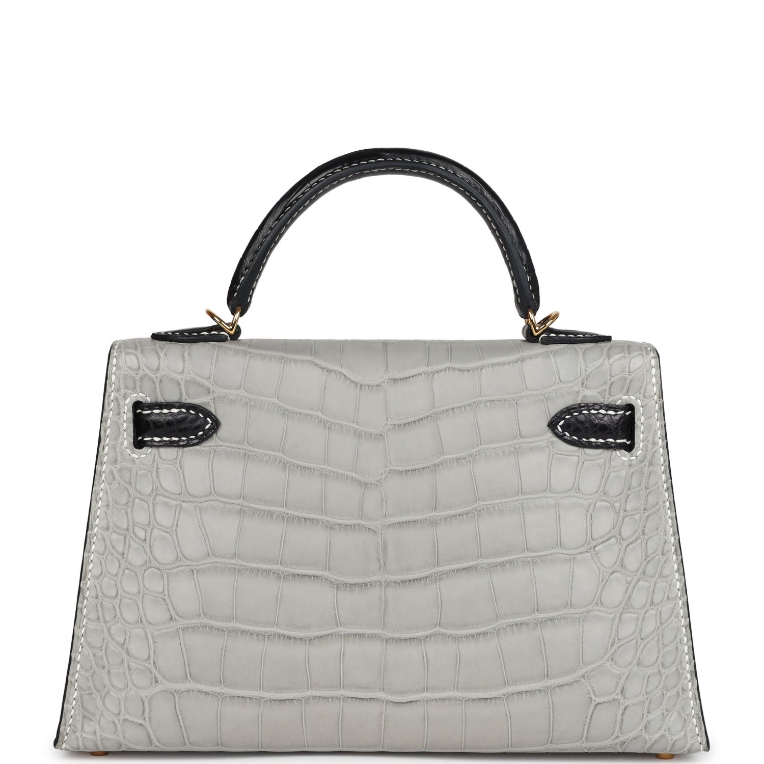 Hermes Special Order (HSS) Kelly Sellier 20 Gris Perle, Black Matte Alligator Gold Hardware - view 4