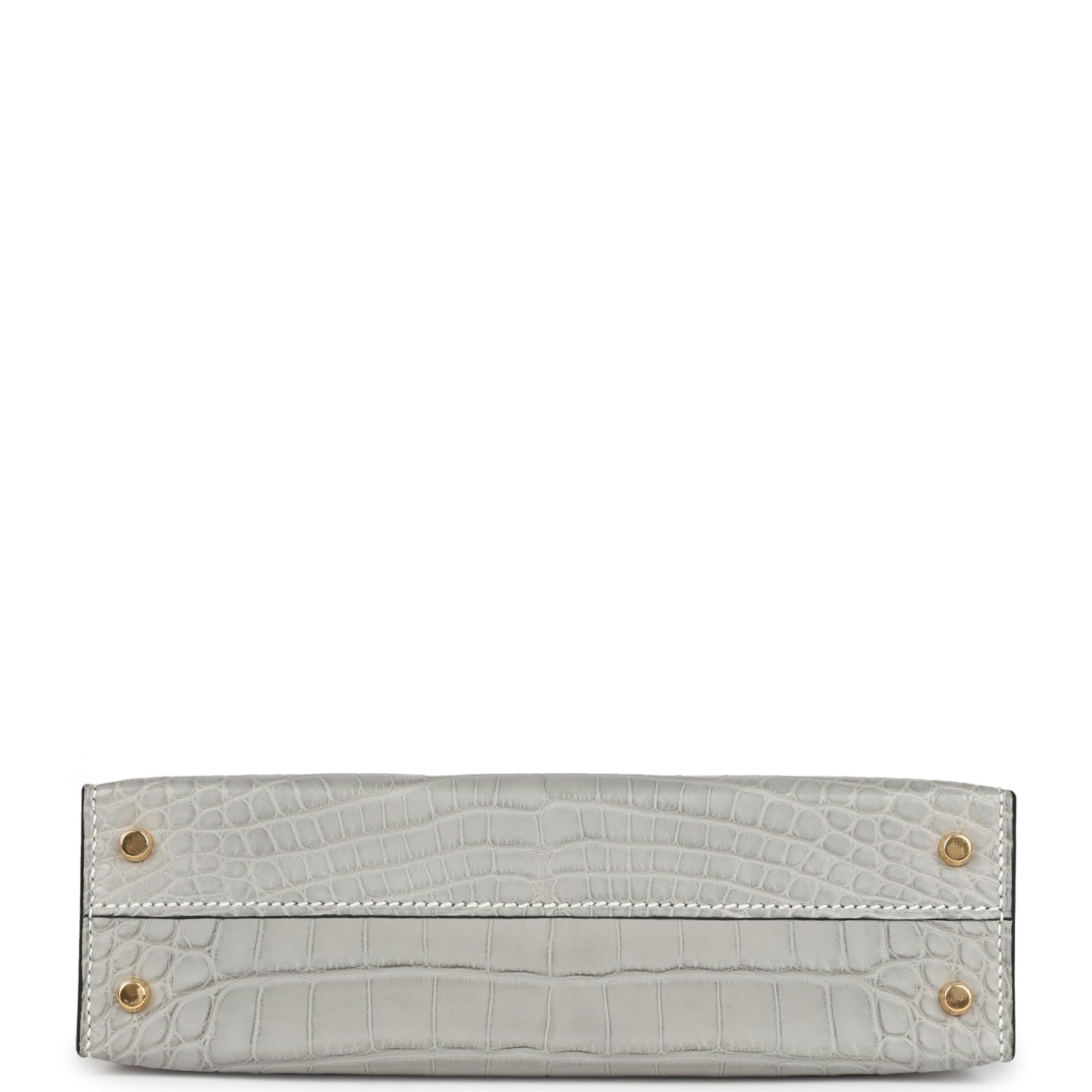 Hermes Special Order (HSS) Kelly Sellier 20 Gris Perle, Black Matte Alligator Gold Hardware - view 6