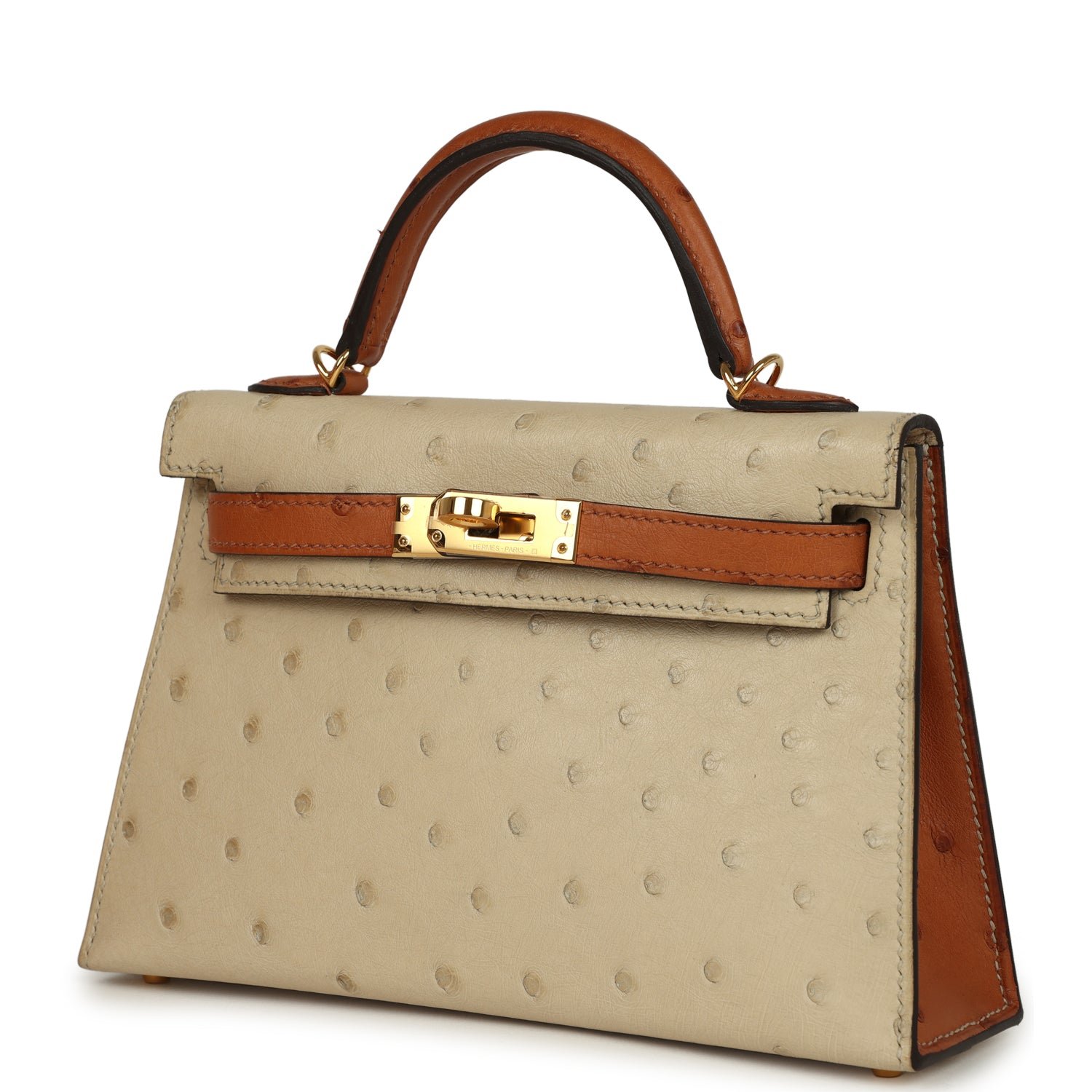 Hermes Special Order (HSS) Kelly Sellier 20 Parchemin, Cognac Ostrich Gold Hardware - view 5