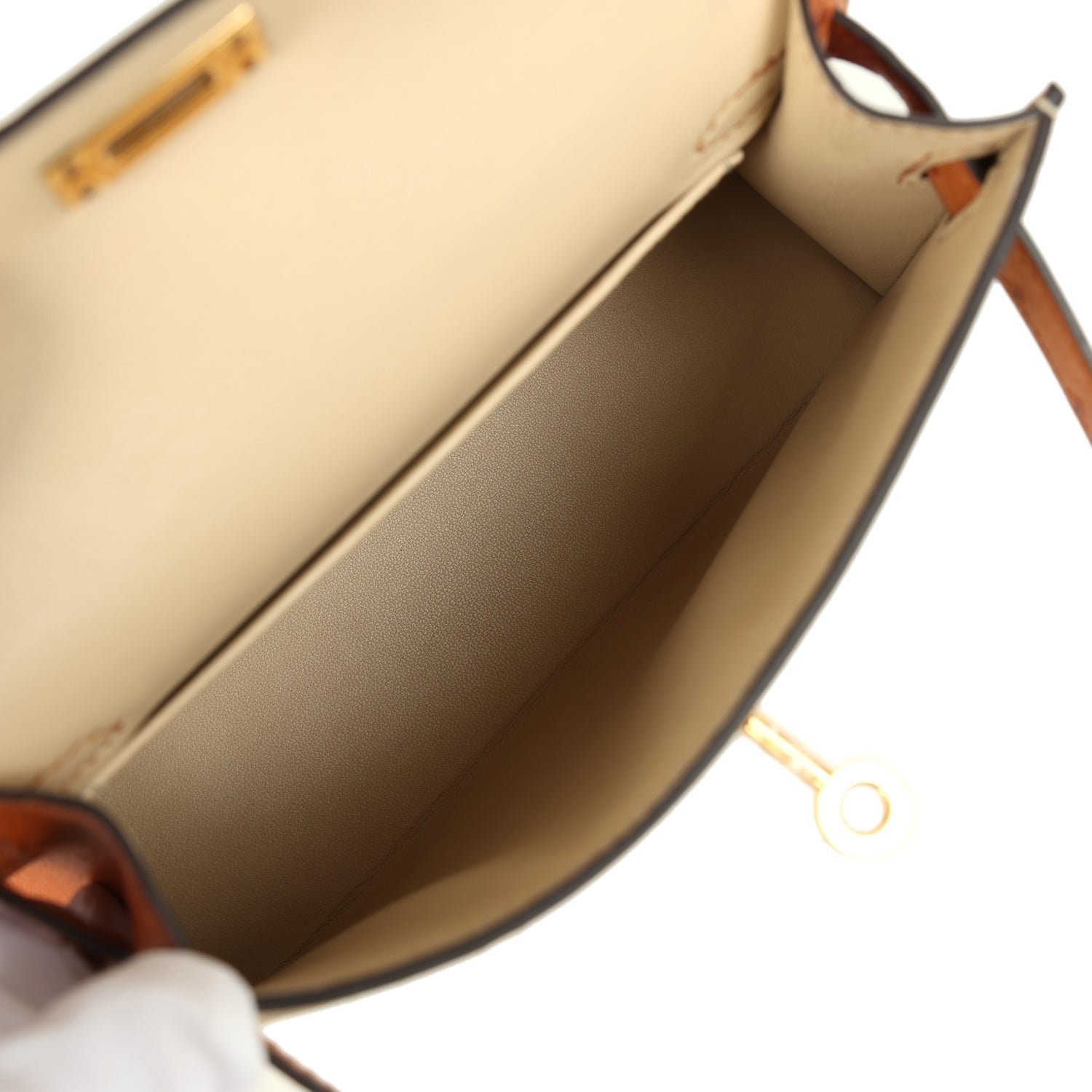 Hermes Special Order (HSS) Kelly Sellier 20 Parchemin, Cognac Ostrich Gold Hardware - view 8