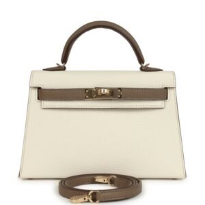 Hermes Special Order (HSS) Kelly Sellier 20 Nata, Etoupe Chevre Mysore Permabrass Hardware