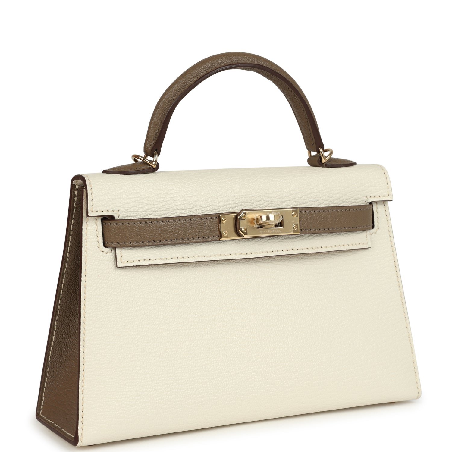 Hermes Special Order (HSS) Kelly Sellier 20 Nata, Etoupe Chevre Mysore Permabrass Hardware - view 2