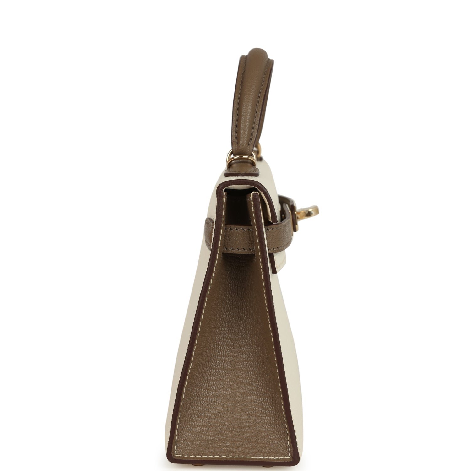 Hermes Special Order (HSS) Kelly Sellier 20 Nata, Etoupe Chevre Mysore Permabrass Hardware - view 3