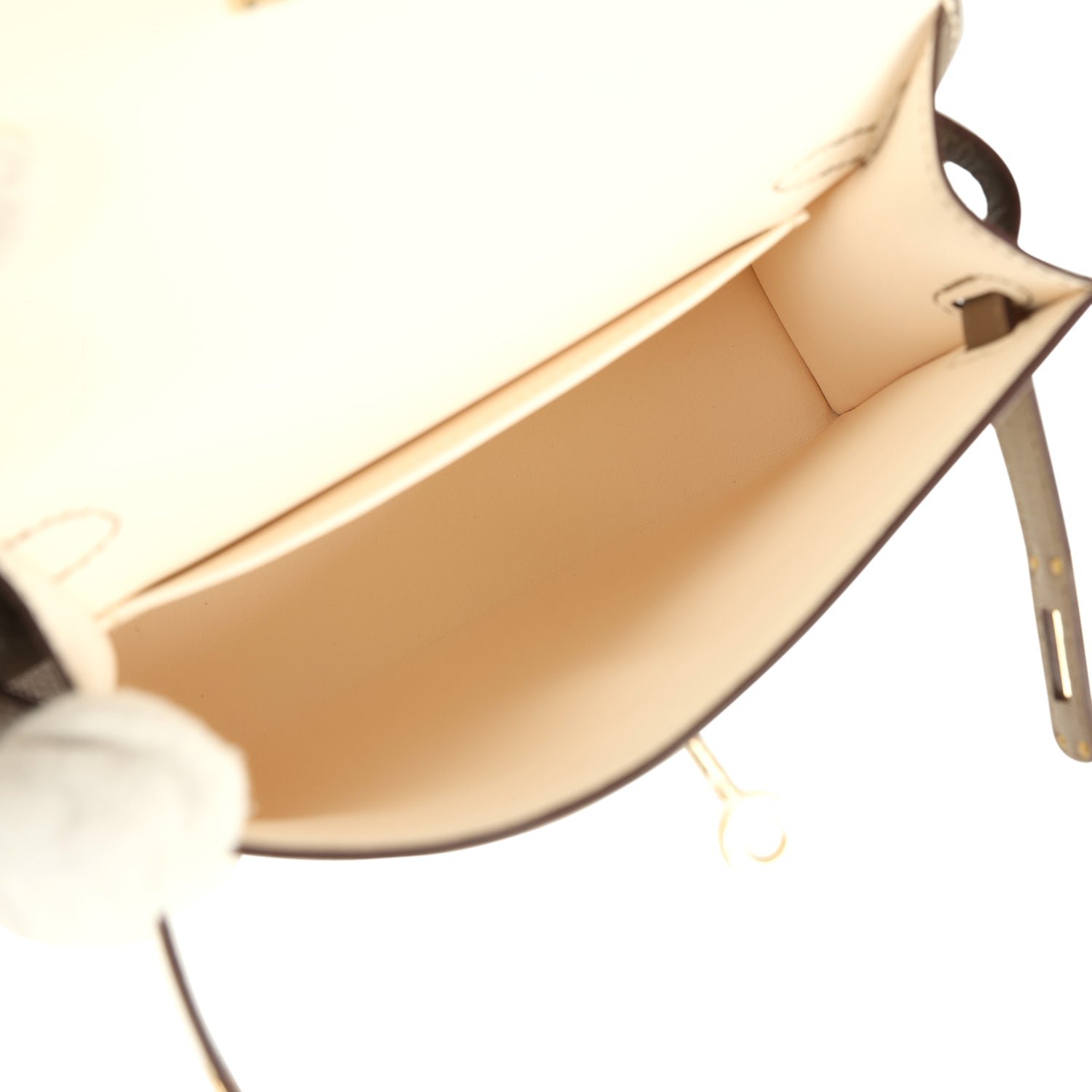 Hermes Special Order (HSS) Kelly Sellier 20 Nata, Etoupe Chevre Mysore Permabrass Hardware - view 8