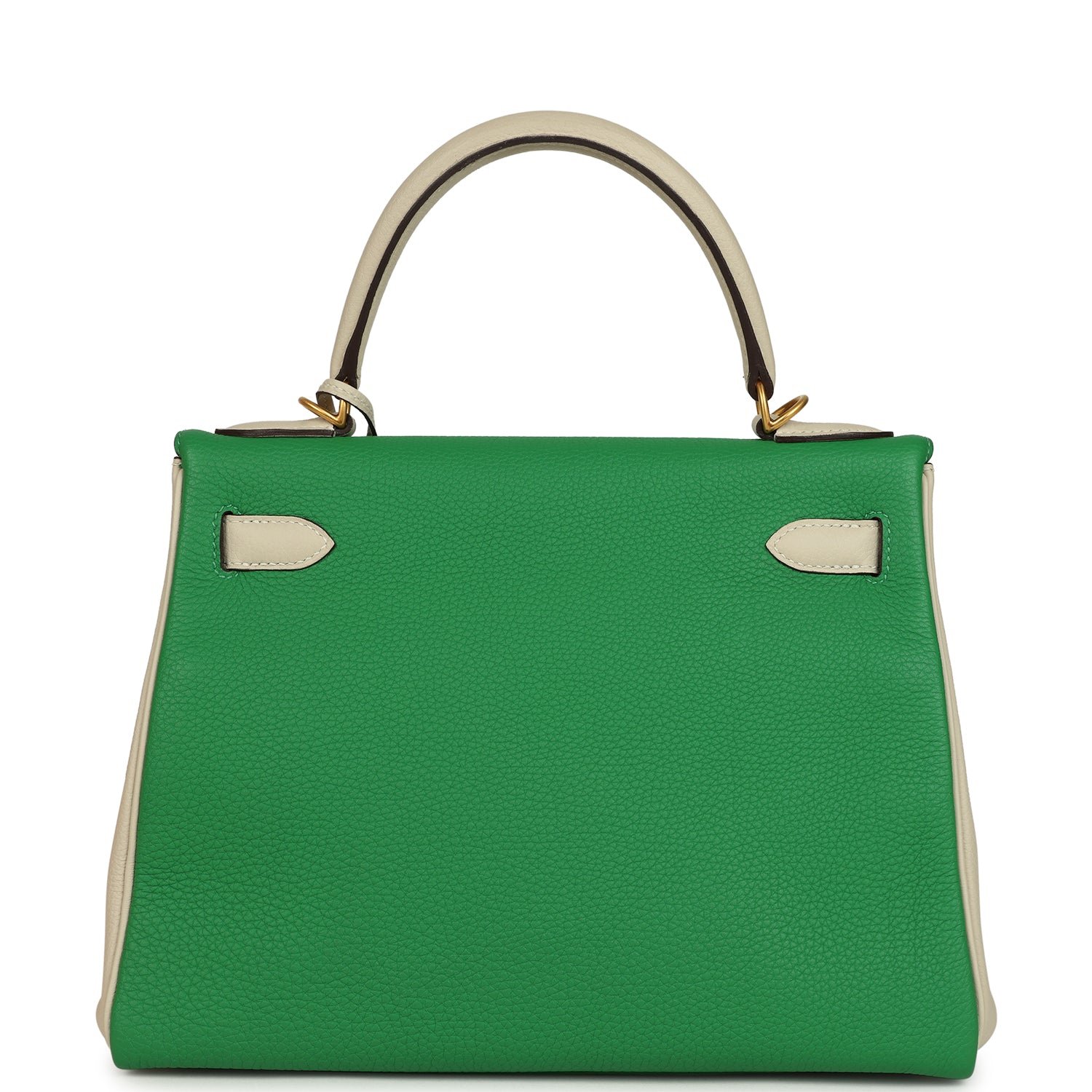 Pre-owned Hermes Special Order (HSS) Kelly Retourne 28 Bambou, Craie Togo Brushed Gold Hardware - view 4