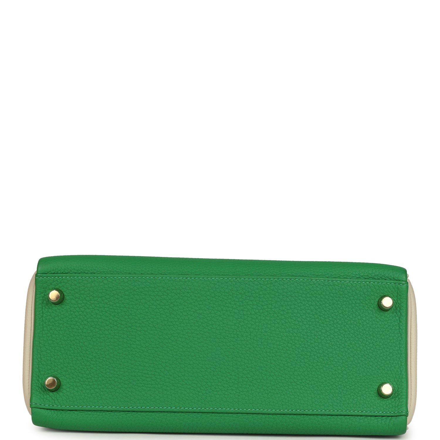 Pre-owned Hermes Special Order (HSS) Kelly Retourne 28 Bambou, Craie Togo Brushed Gold Hardware - view 6