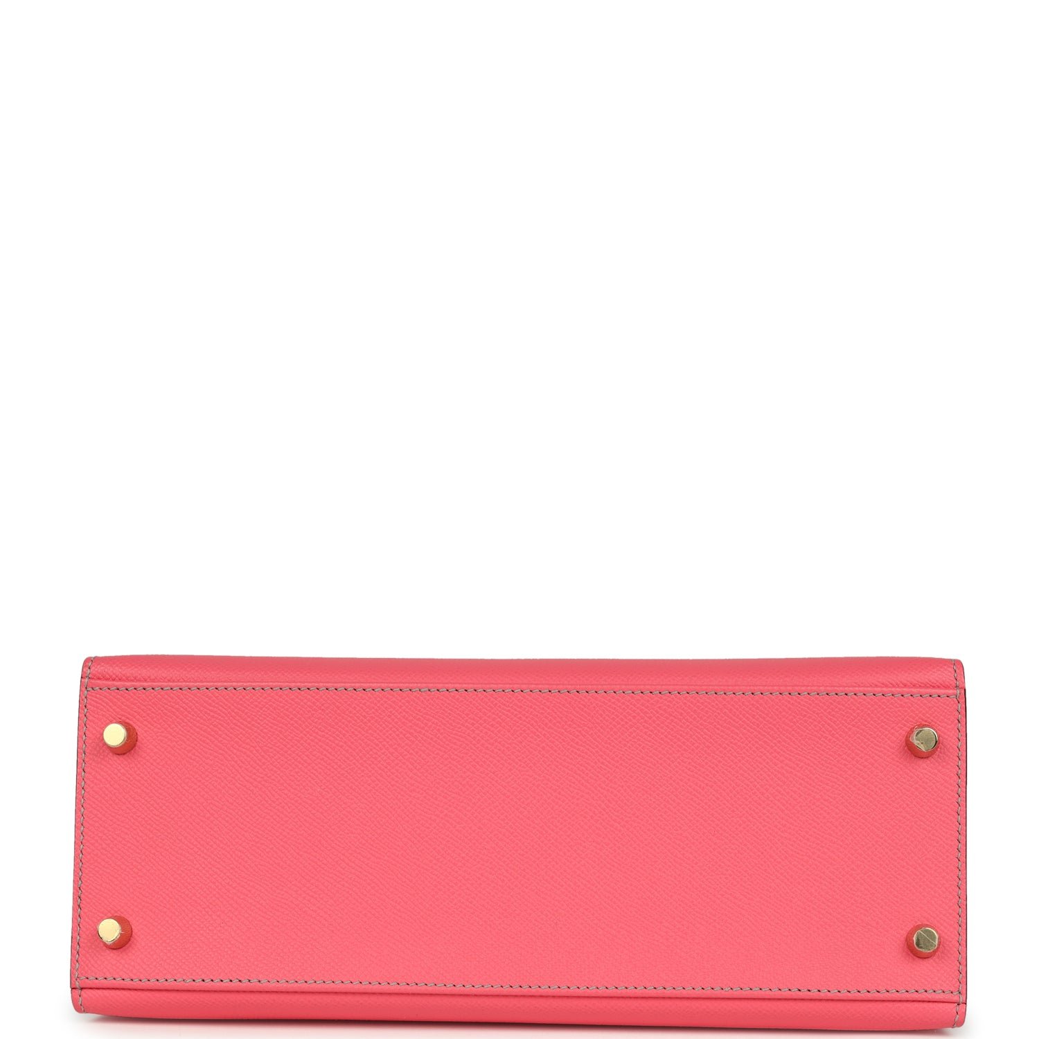 Hermes Special Order (HSS) Kelly Sellier 28 Rose Azalee, Gris Mouette Epsom Brushed Gold Hardware - view 6