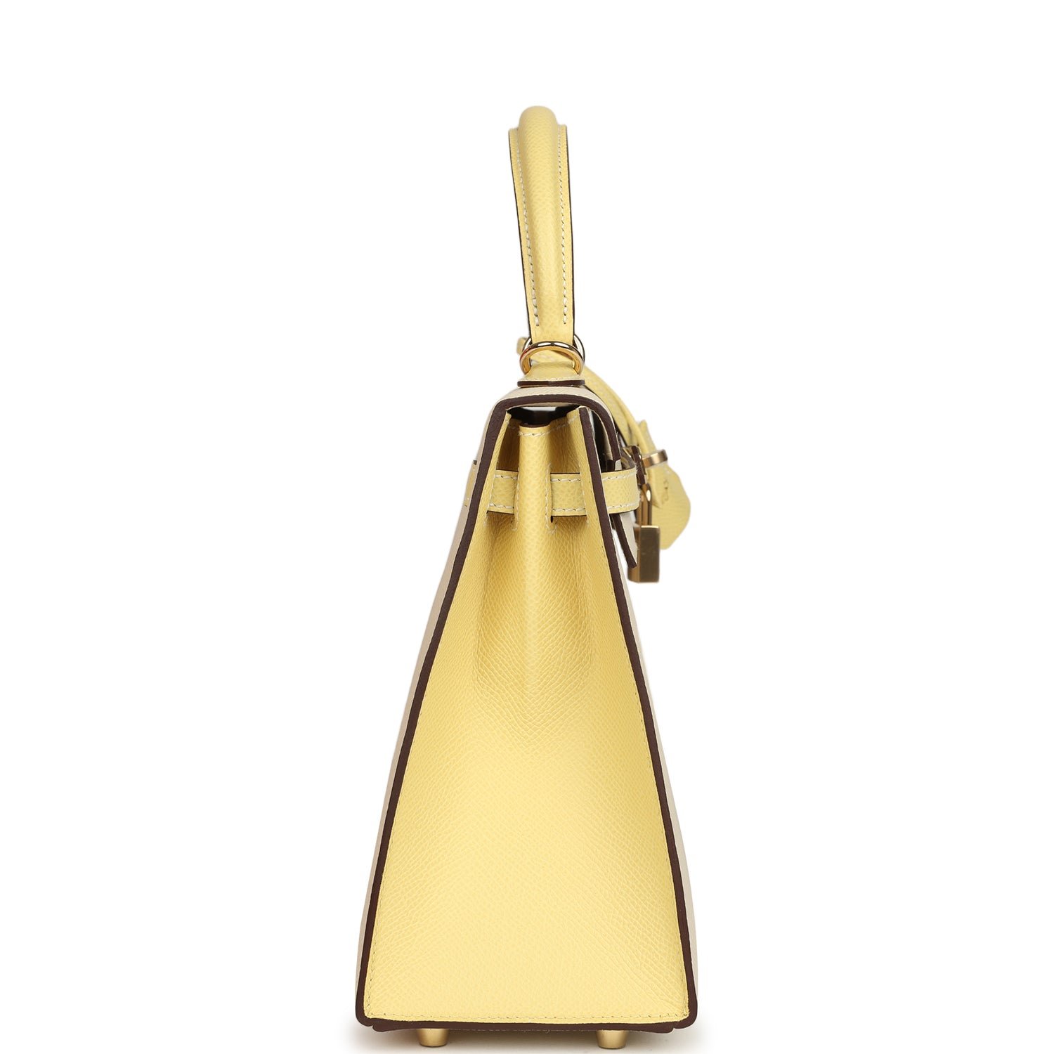 Hermes Special Order (HSS) Kelly Sellier 25 Craie, Jaune Poussin Epsom Gold Hardware - view 3