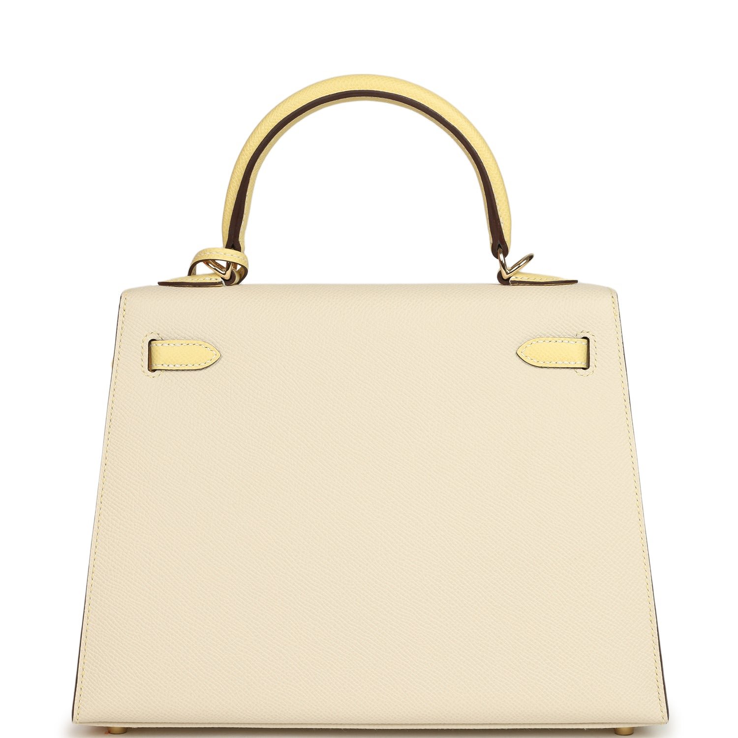 Hermes Special Order (HSS) Kelly Sellier 25 Craie, Jaune Poussin Epsom Gold Hardware - view 4