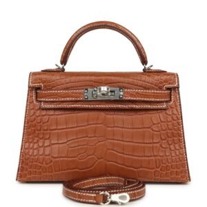 Hermes Special Order (HSS) Kelly Sellier 20 Gold Verso Matte Alligator Palladium Hardware