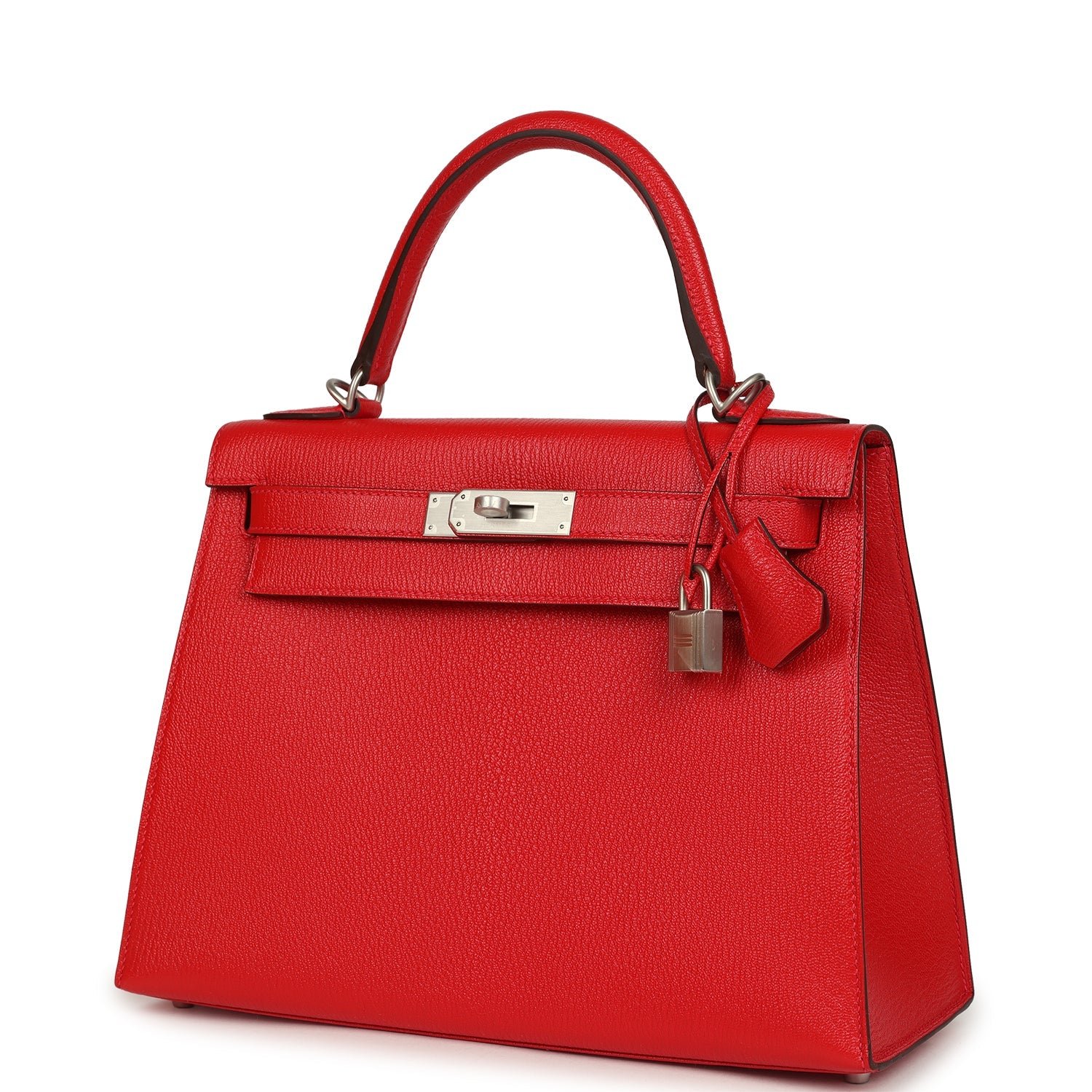 Hermes Special Order (HSS) Kelly Sellier 28 Rouge De Coeur Chevre Mysore Brushed Palladium Hardware - view 5