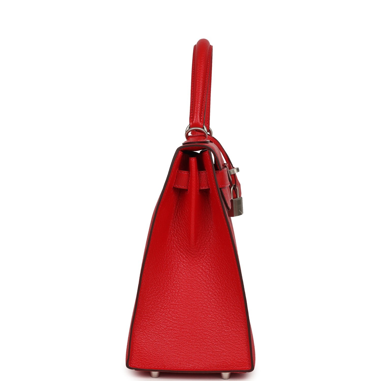 Hermes Special Order (HSS) Kelly Sellier 28 Rouge De Coeur Chevre Mysore Brushed Palladium Hardware - view 3