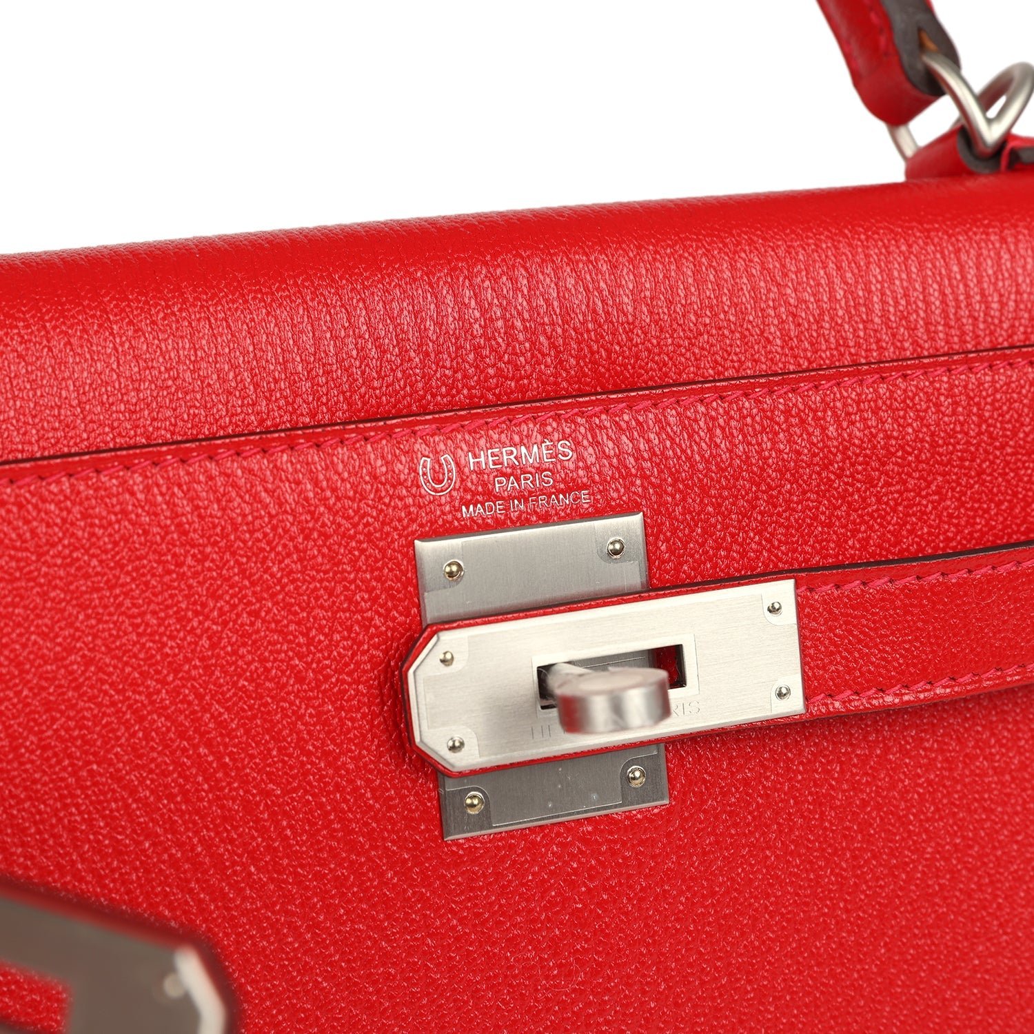 Hermes Special Order (HSS) Kelly Sellier 28 Rouge De Coeur Chevre Mysore Brushed Palladium Hardware - view 7