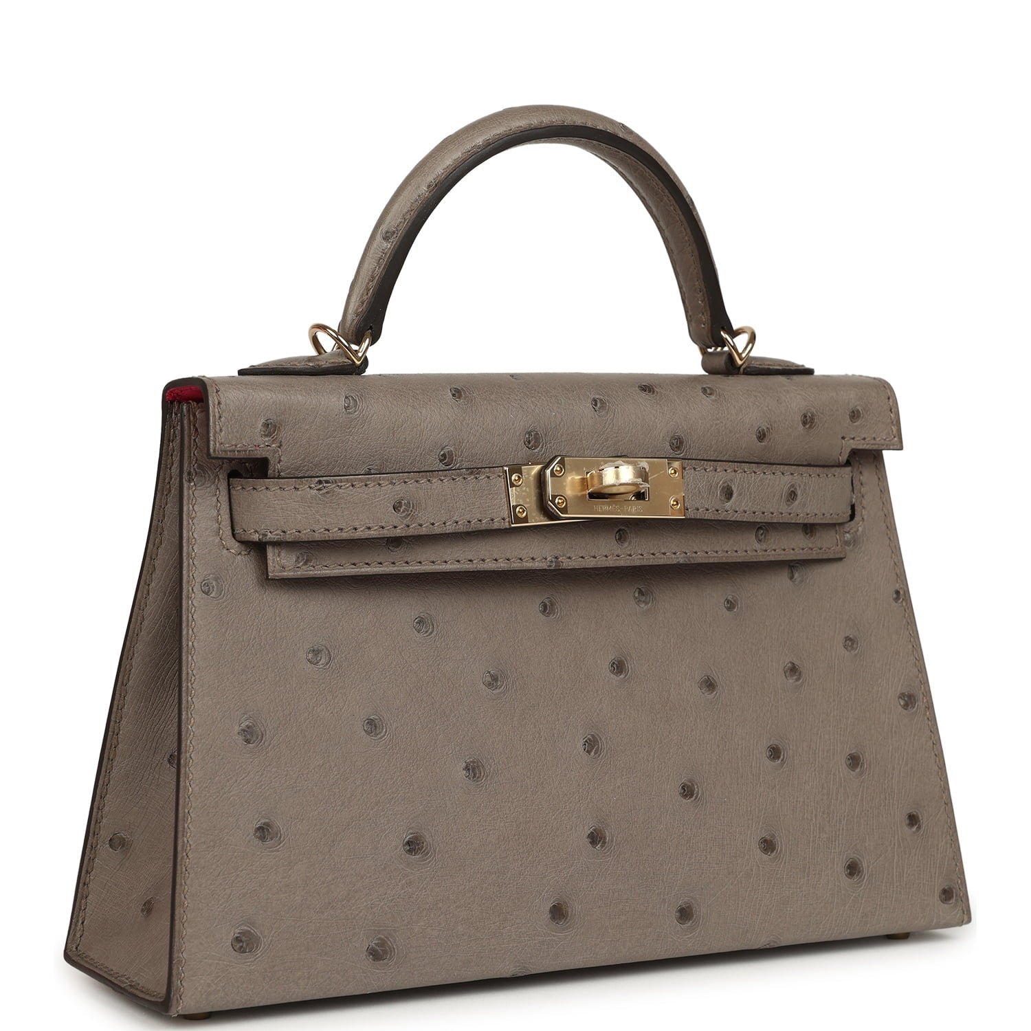 Hermes Special Order (HSS) Kelly Sellier 20 Graphite Verso Ostrich Permabrass Hardware - view 2
