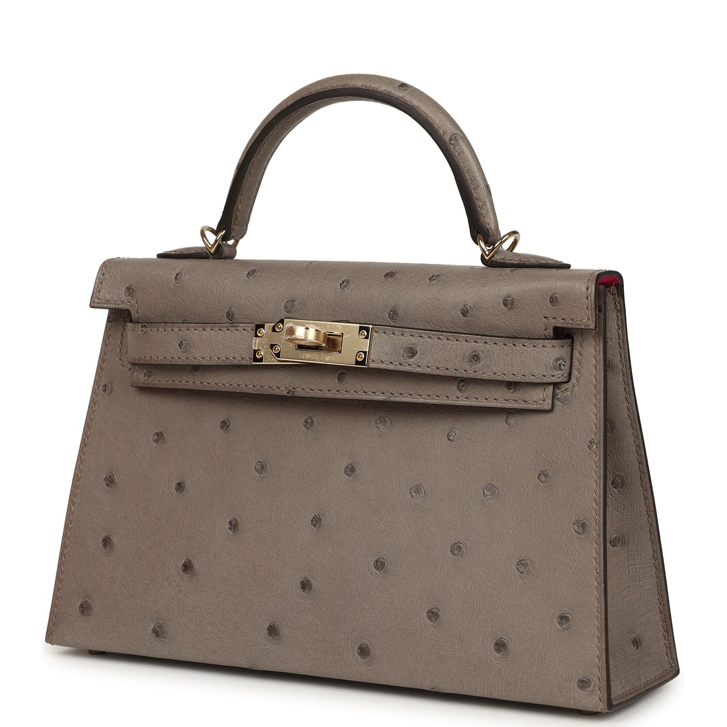 Hermes Special Order (HSS) Kelly Sellier 20 Graphite Verso Ostrich Permabrass Hardware - view 5