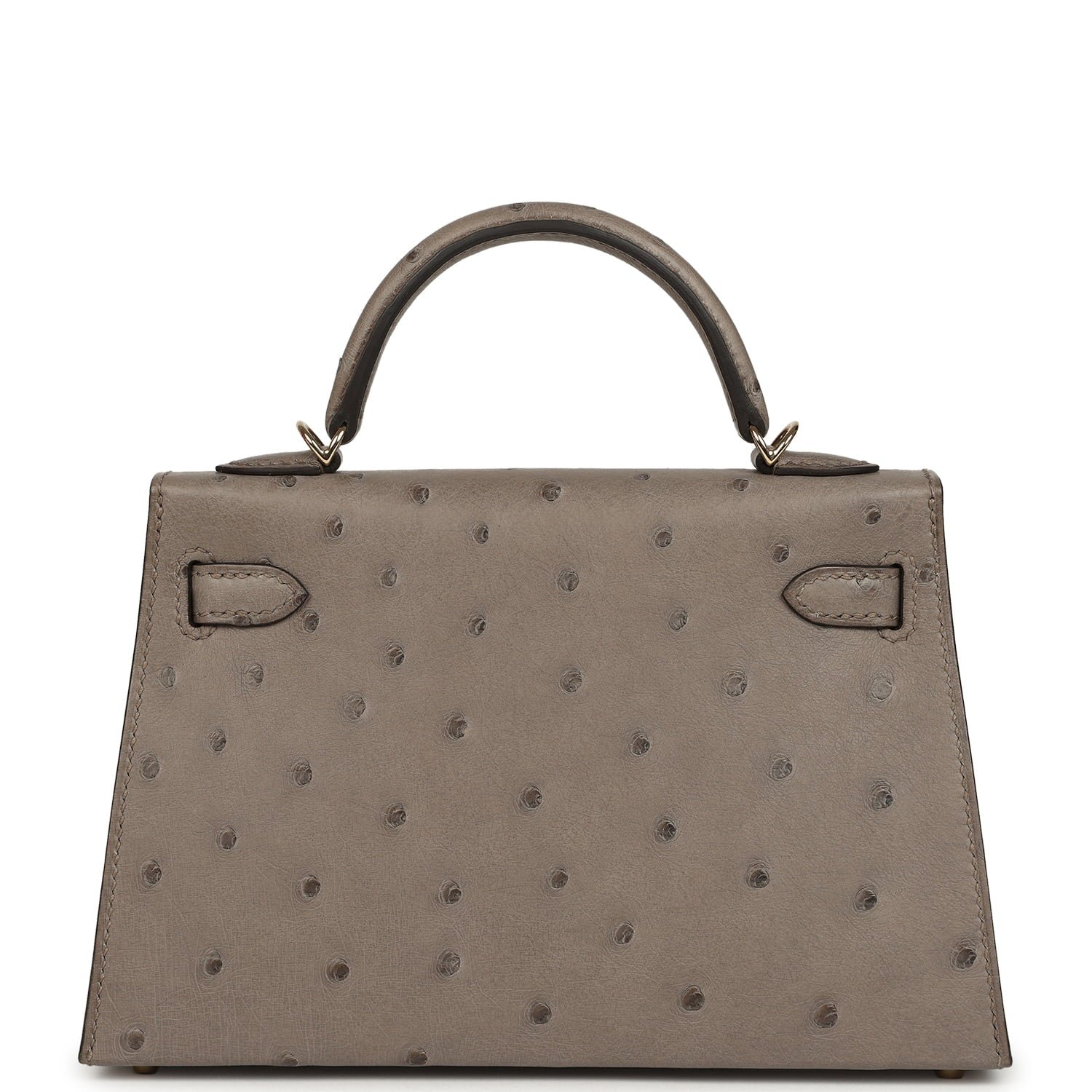 Hermes Special Order (HSS) Kelly Sellier 20 Graphite Verso Ostrich Permabrass Hardware - view 4