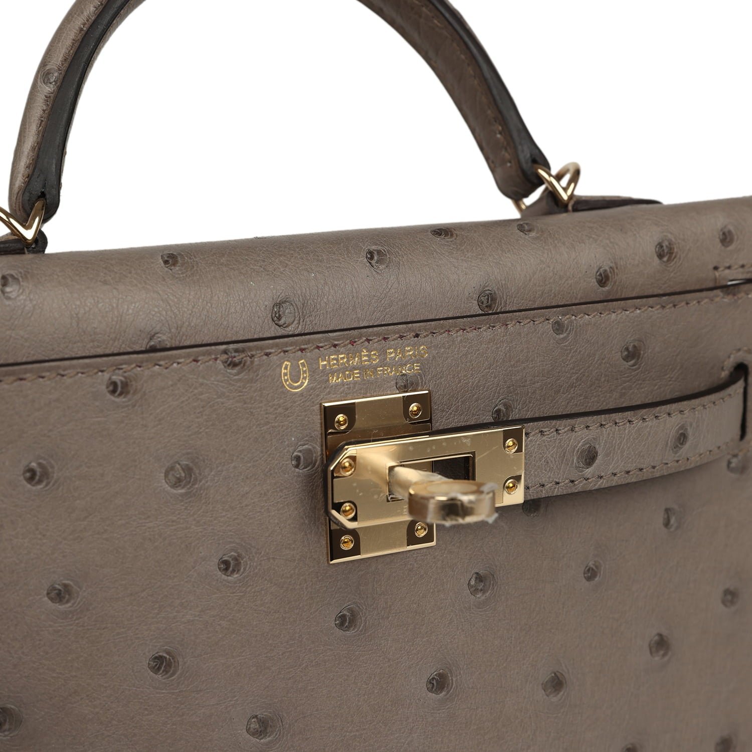 Hermes Special Order (HSS) Kelly Sellier 20 Graphite Verso Ostrich Permabrass Hardware - view 7
