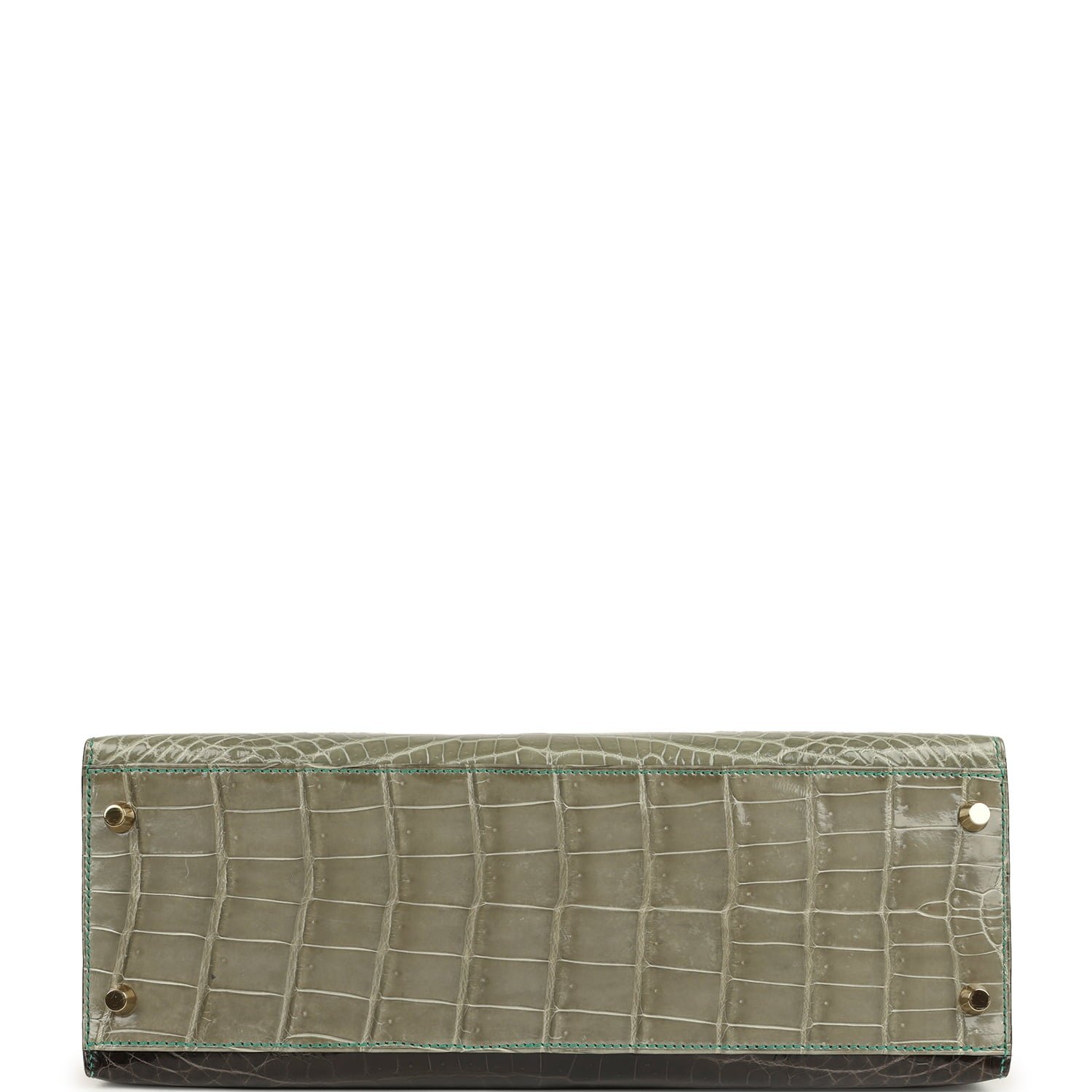 Pre-owned Hermes Special Order (HSS) Kelly Sellier 32 Graphite, Gris Tourterelle and Geranium Shiny Niloticus Crocodile Brushed Gold Hardware - view 6
