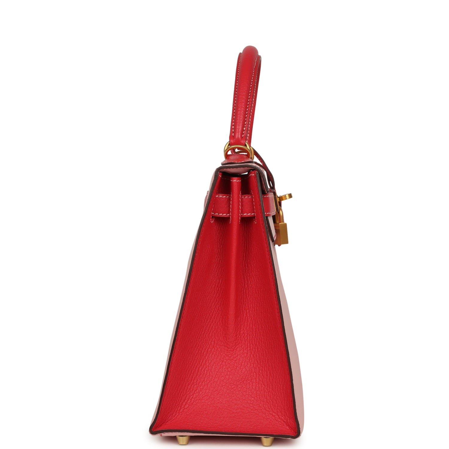 Pre-owned Hermes Special Order (HSS) Kelly Sellier 28 Rose Sakura, Rose Extreme Chevre Brushed Gold Hardware - view 3