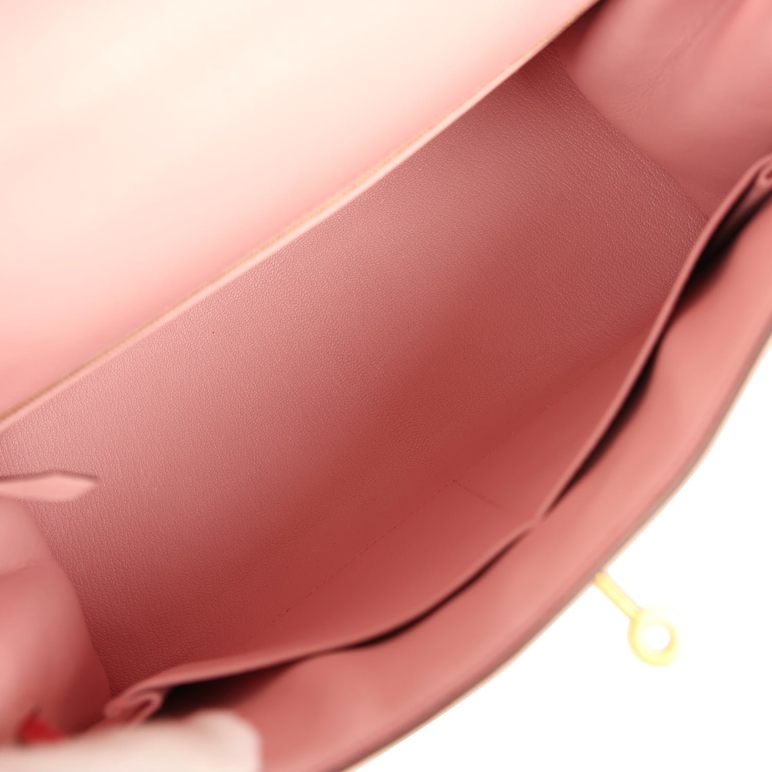 Pre-owned Hermes Special Order (HSS) Kelly Sellier 28 Rose Sakura, Rose Extreme Chevre Brushed Gold Hardware - view 8
