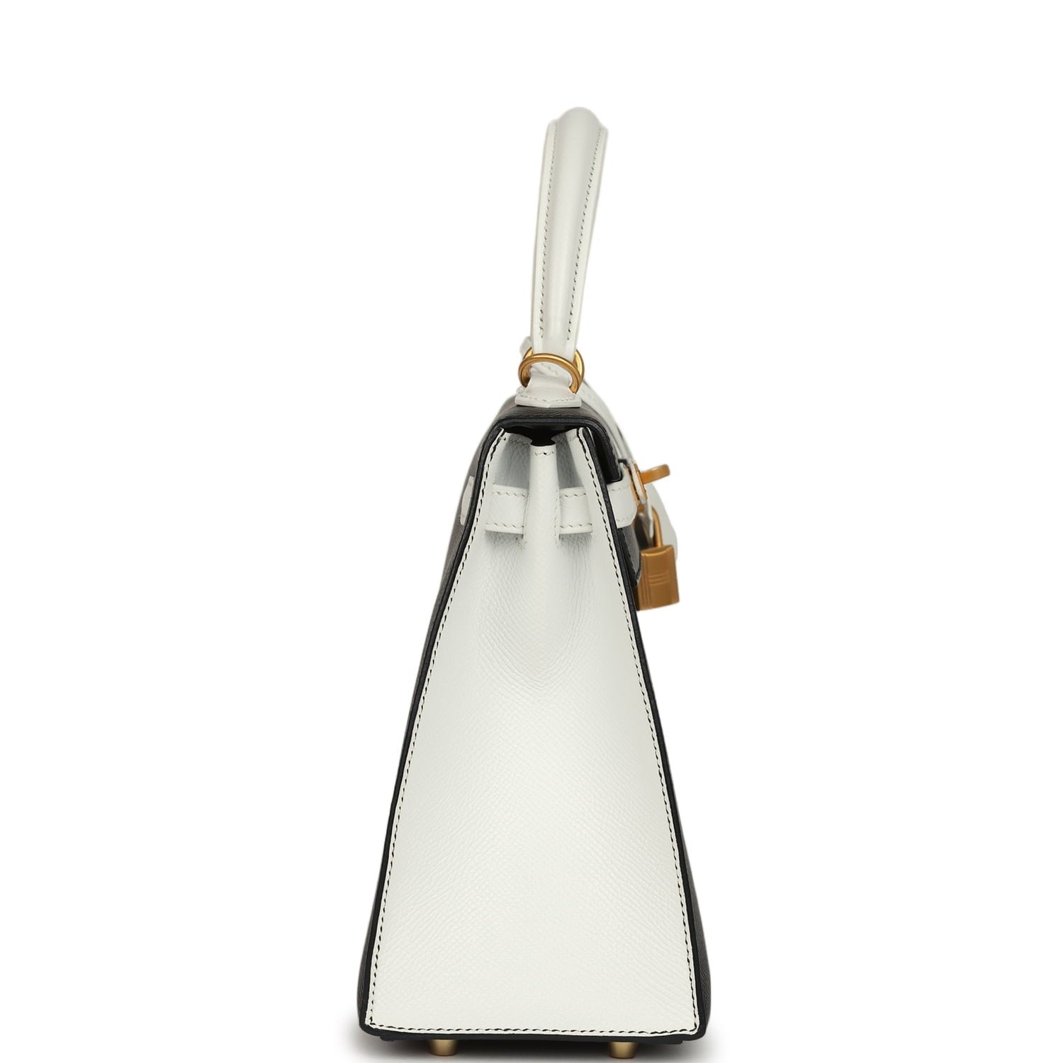 Hermes Special Order (HSS) Kelly Sellier 25 Black, White Epsom Brushed Gold Hardware - view 3