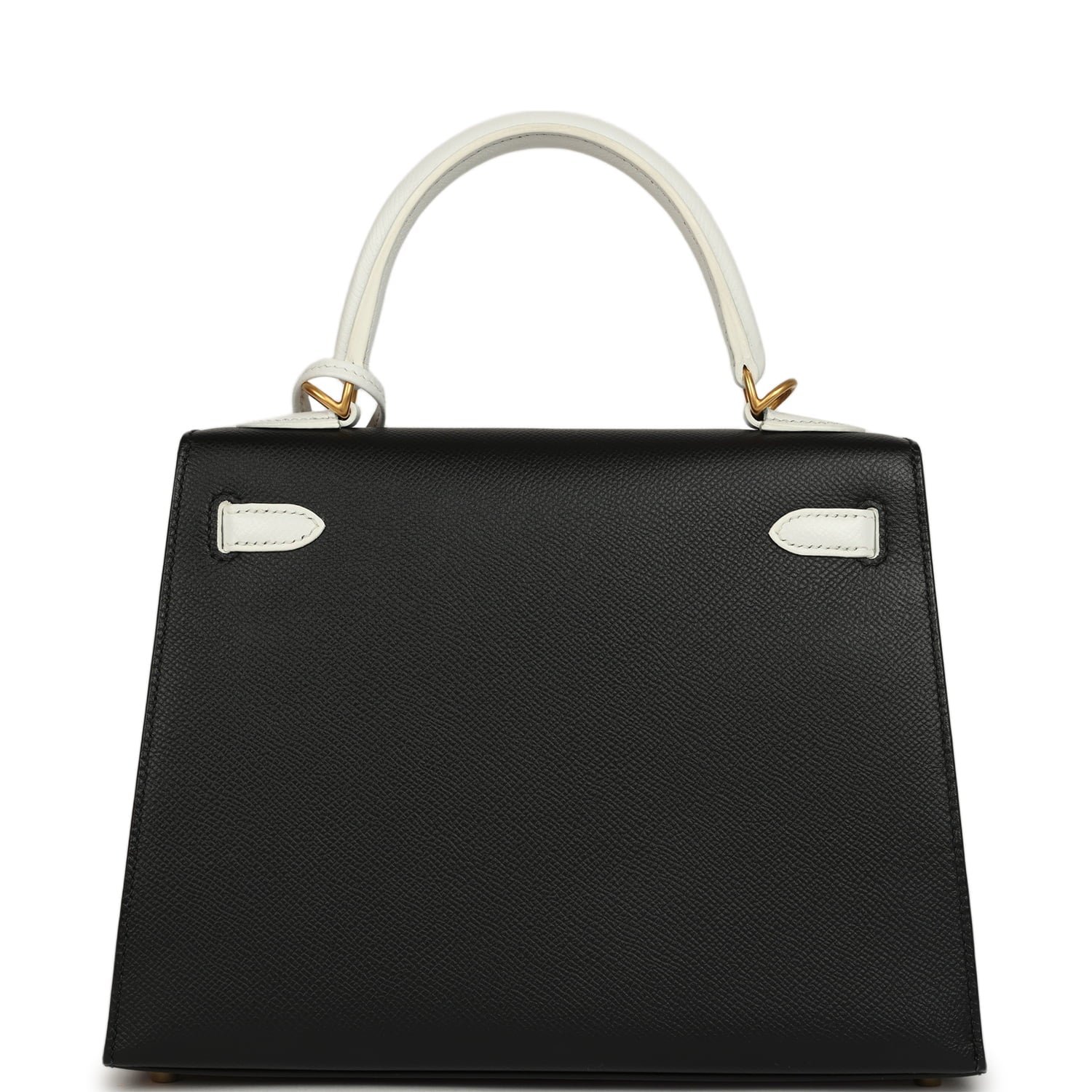 Hermes Special Order (HSS) Kelly Sellier 25 Black, White Epsom Brushed Gold Hardware - view 4