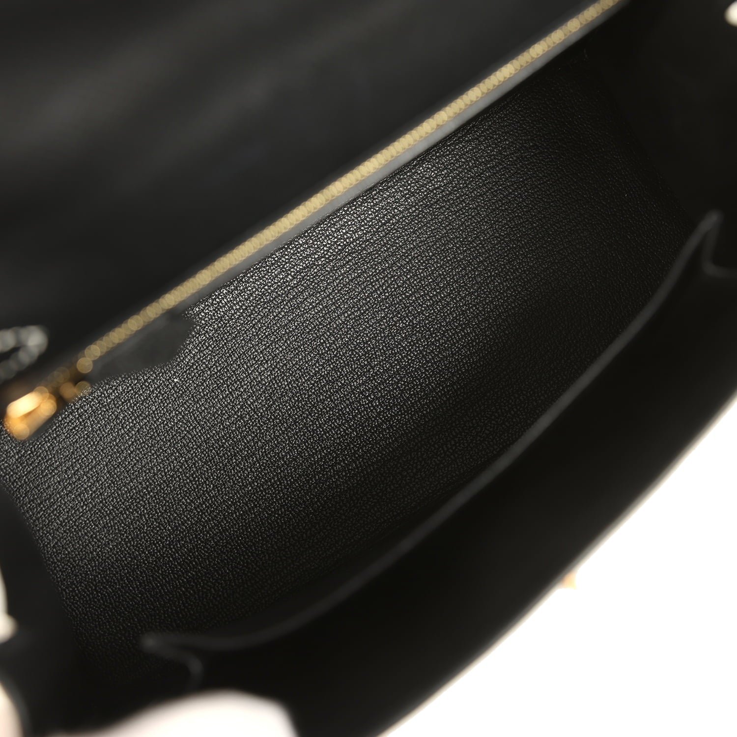 Hermes Special Order (HSS) Kelly Sellier 25 Black, White Epsom Brushed Gold Hardware - view 8