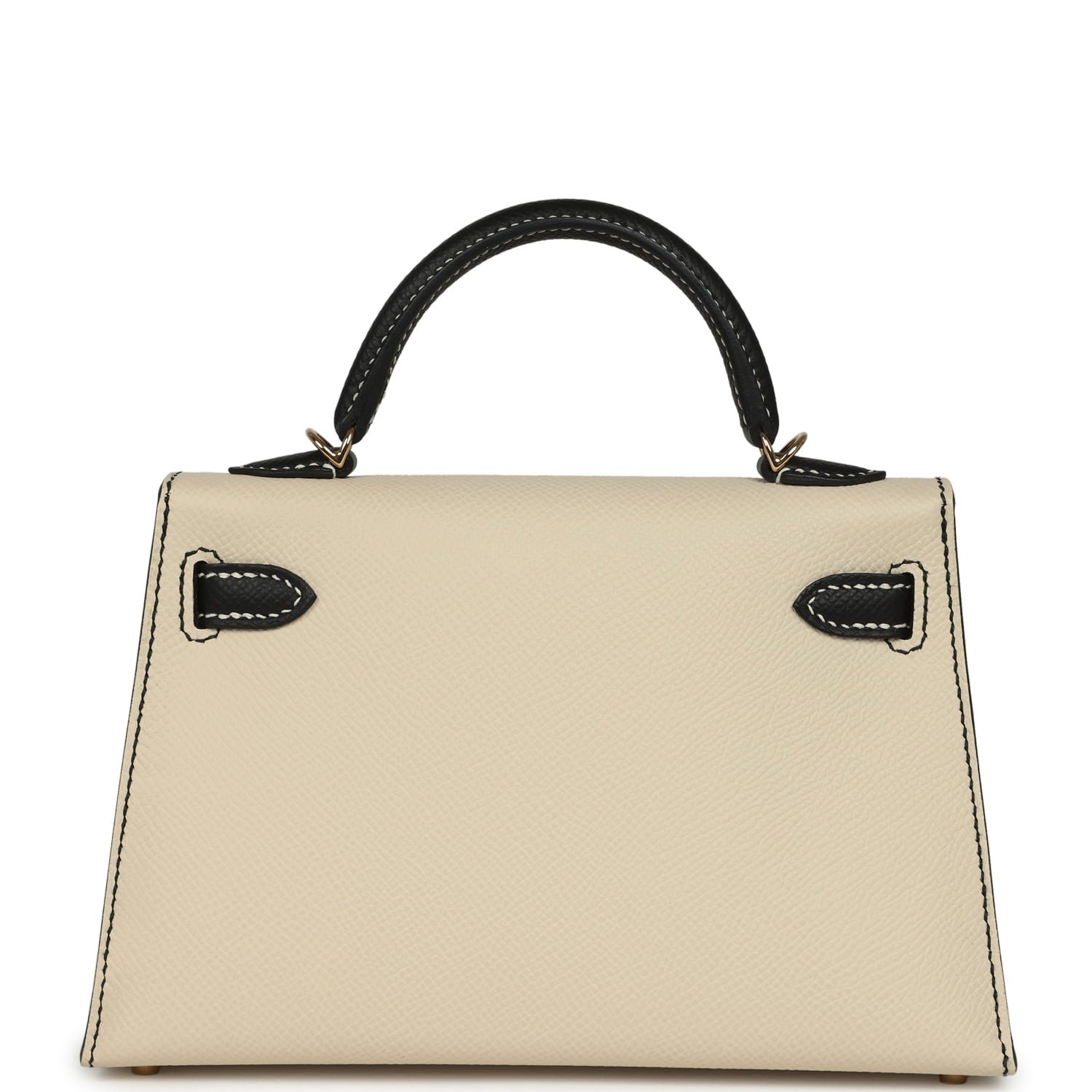 Hermes Special Order (HSS) Kelly Sellier 20 Craie, Black Epsom Permabrass Hardware - view 4