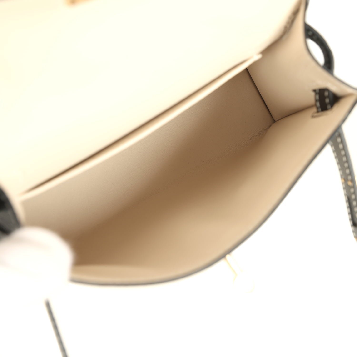Hermes Special Order (HSS) Kelly Sellier 20 Craie, Black Epsom Permabrass Hardware - view 8