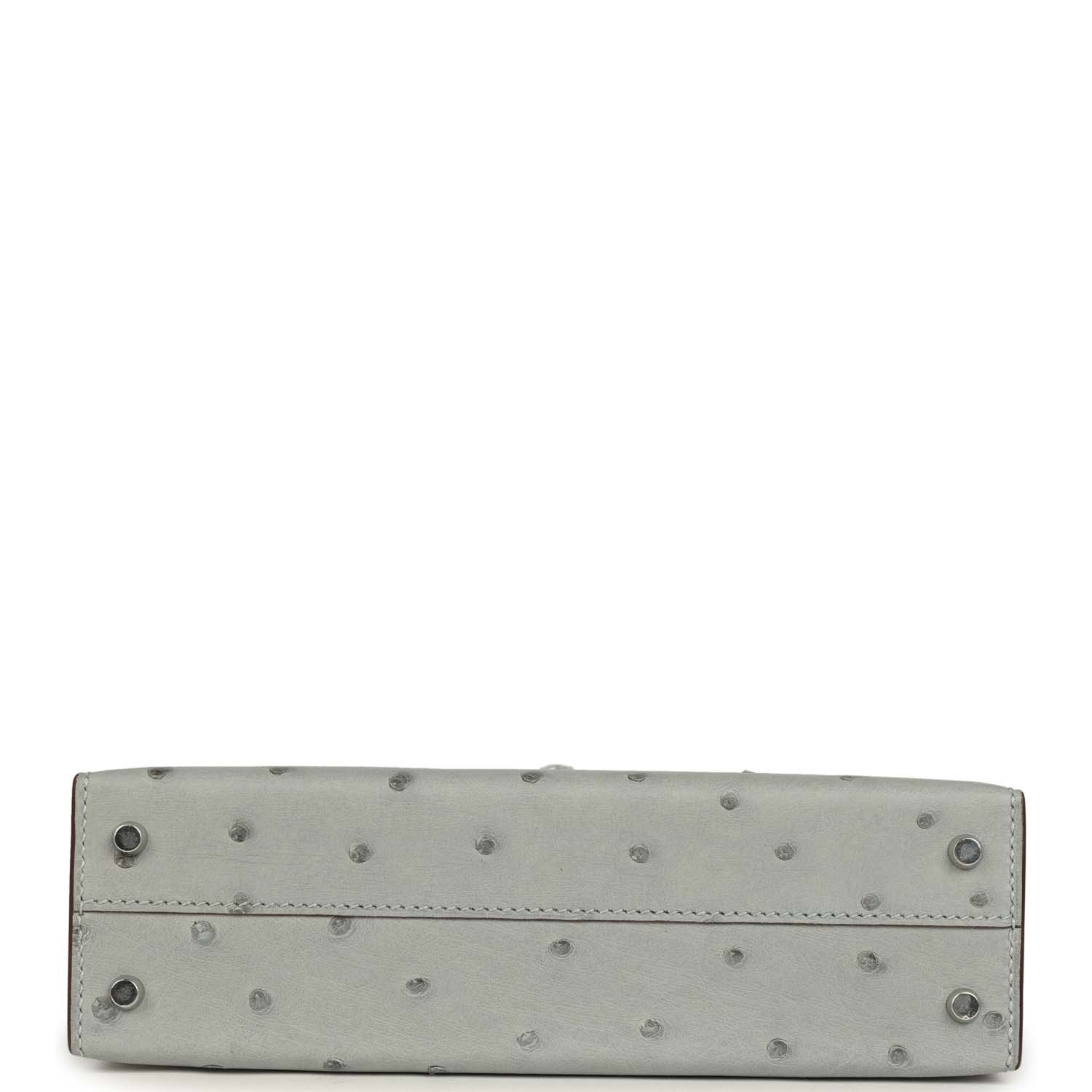 Hermes Special Order (HSS) Kelly Sellier 20 Bleu Glacier, Bleu Fonce Ostrich Palladium Hardware - view 6