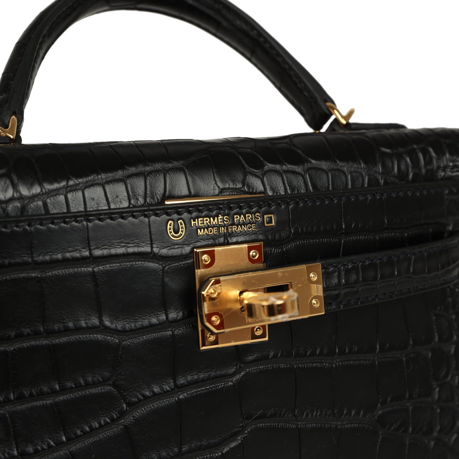 Hermes Special Order (HSS) Kelly Sellier 20 Black Verso Matte Alligator Gold Hardware - view 7