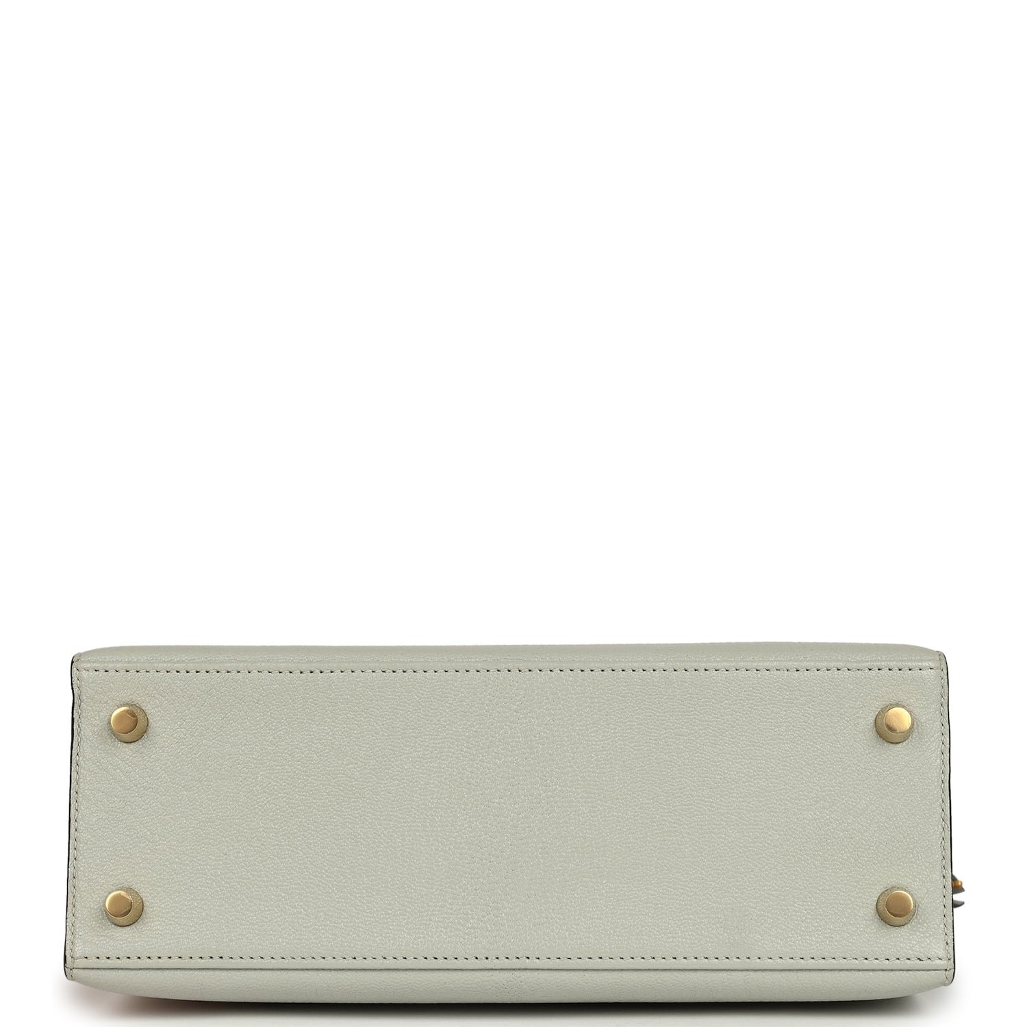 Pre-owned Hermes Special Order (HSS) Kelly Sellier 25 Gris Perle, Vert Titien Chevre Mysore Brushed Gold Hardware - view 6