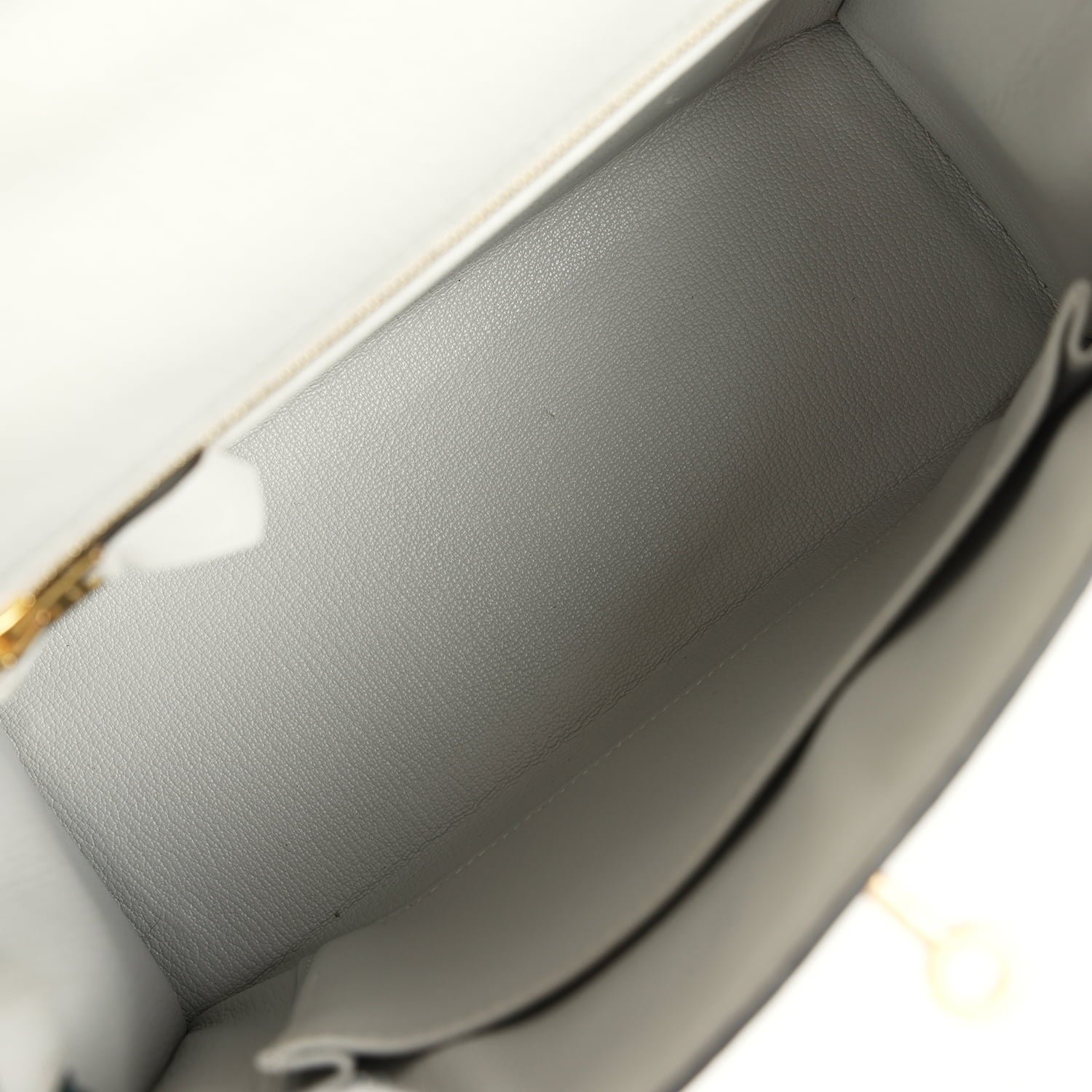 Pre-owned Hermes Special Order (HSS) Kelly Sellier 25 Gris Perle, Vert Titien Chevre Mysore Brushed Gold Hardware - view 8
