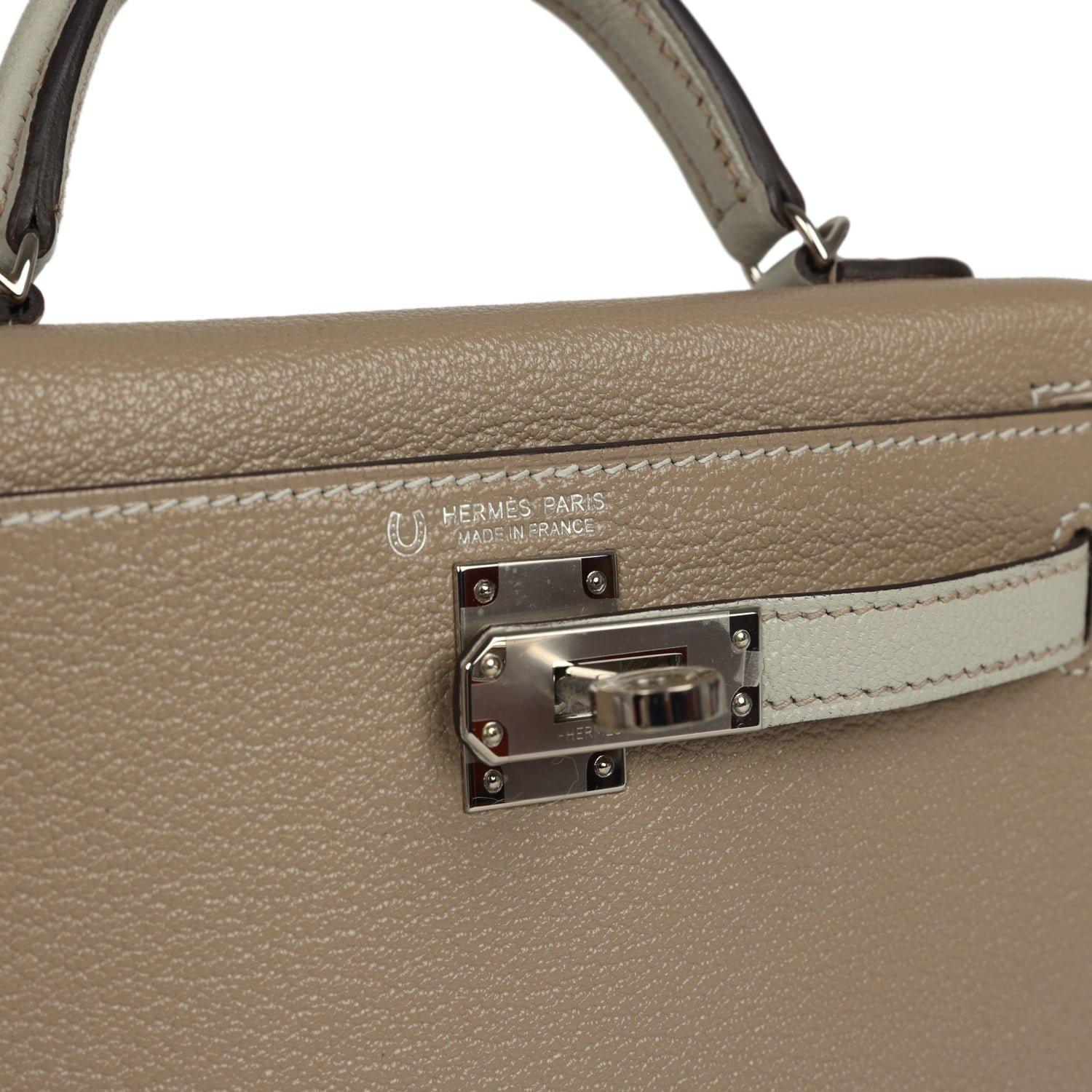 Hermes Special Order (HSS) Kelly Sellier 20 Gris Tourterelle, Gris Perle Chevre Mysore Palladium Hardware - view 7