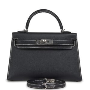 Hermes Special Order (HSS) Kelly Sellier 20 Black Verso Epsom Palladium Hardware