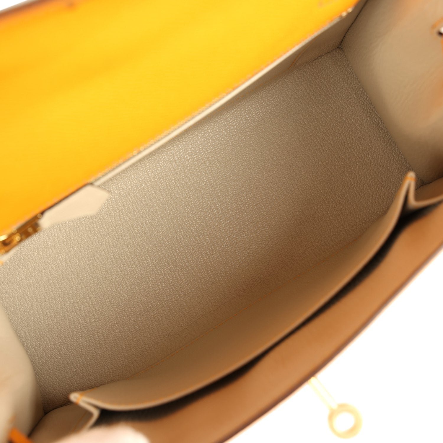 Hermes Special Order (HSS) Kelly Sellier 25 Jaune D'Or Verso Epsom Gold Hardware - view 8