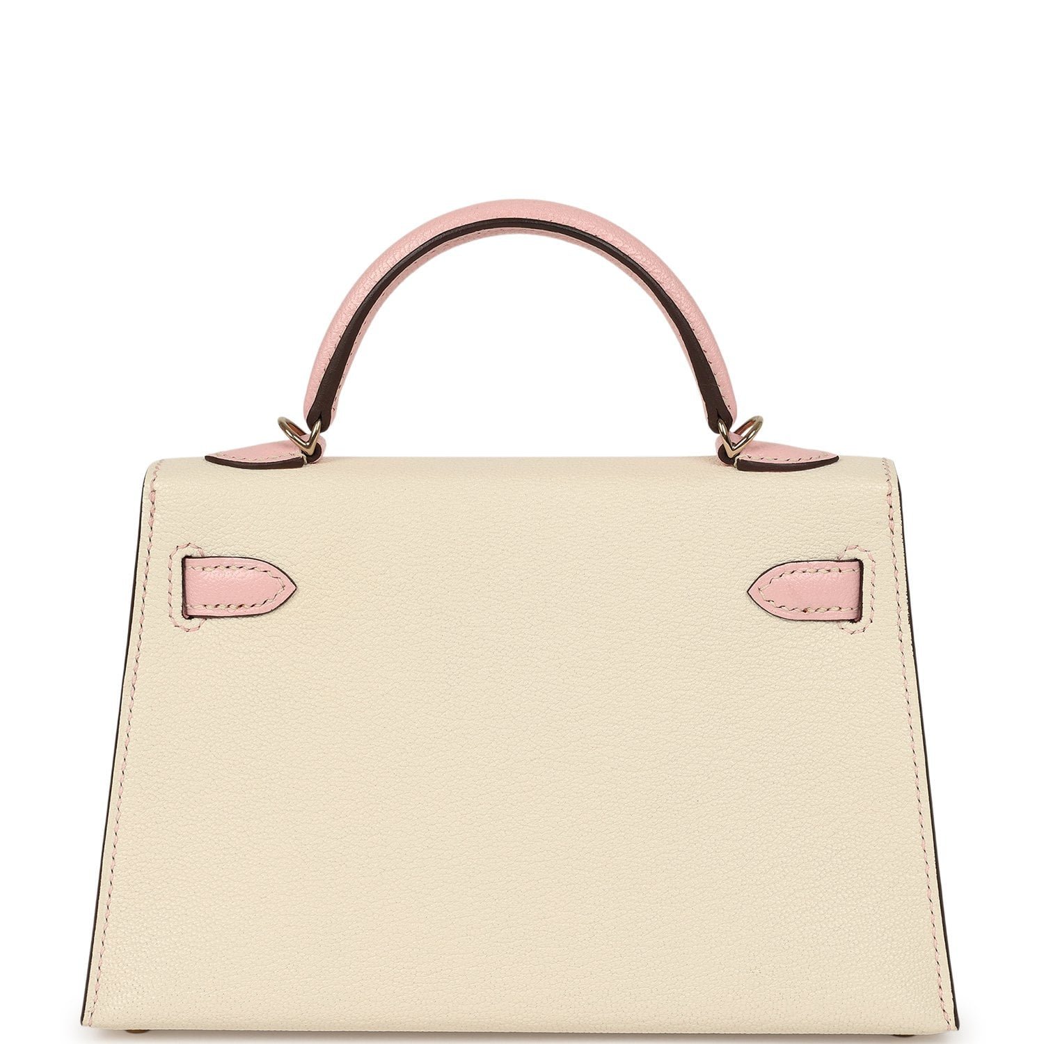 Hermes Special Order (HSS) Kelly Sellier 20 Craie, Rose Sakura Chevre Mysore Permabrass Hardware - view 4