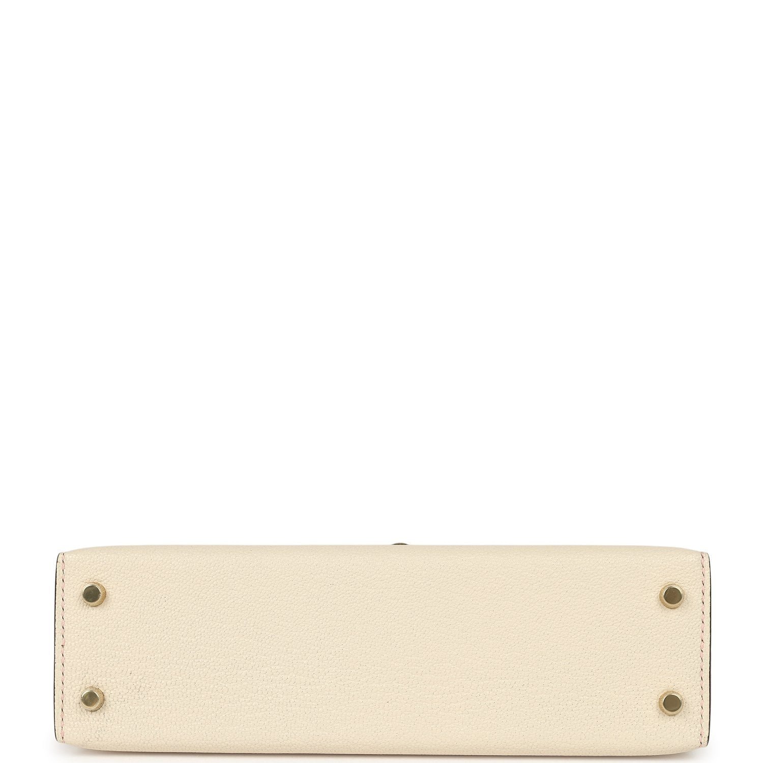 Hermes Special Order (HSS) Kelly Sellier 20 Craie, Rose Sakura Chevre Mysore Permabrass Hardware - view 6