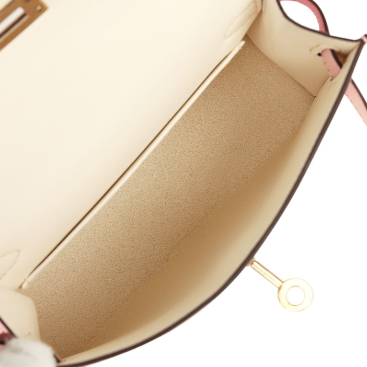 Hermes Special Order (HSS) Kelly Sellier 20 Craie, Rose Sakura Chevre Mysore Permabrass Hardware - view 8