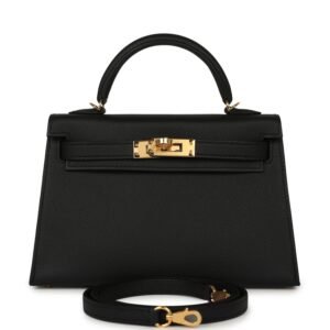 Hermes Special Order (HSS) Kelly Sellier 20 Black Verso Epsom Gold Hardware